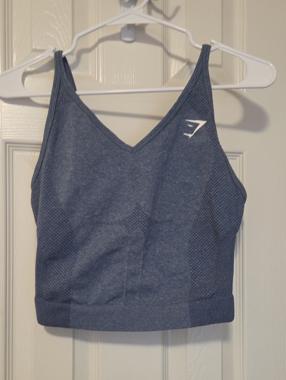 Gymshark Slate Blue V-Neck Seamless Crop Sports Bra